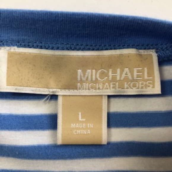 MICHAEL Michael Kors Zip Short Sleeve Scoop Neck Top Size L - Picture 8 of 9